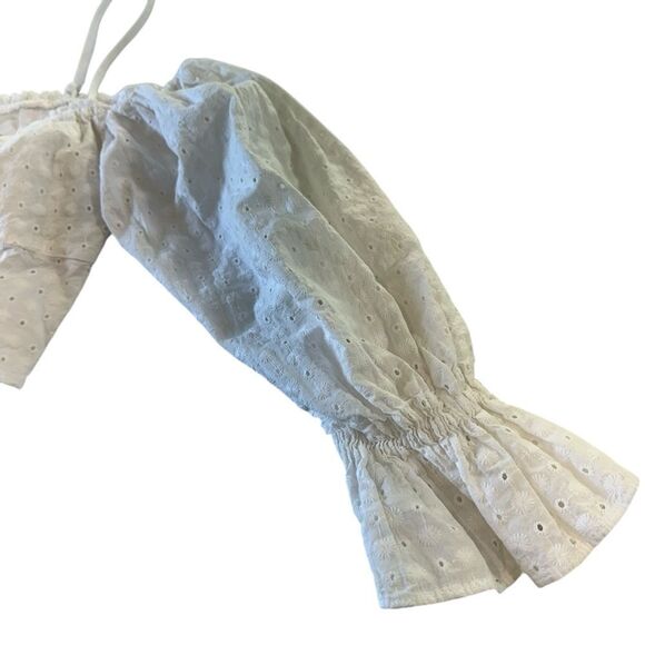 Zara White Eyelet Milkmaid Coastal Cowgirl Crop Top, Small - Picture 6 of 10